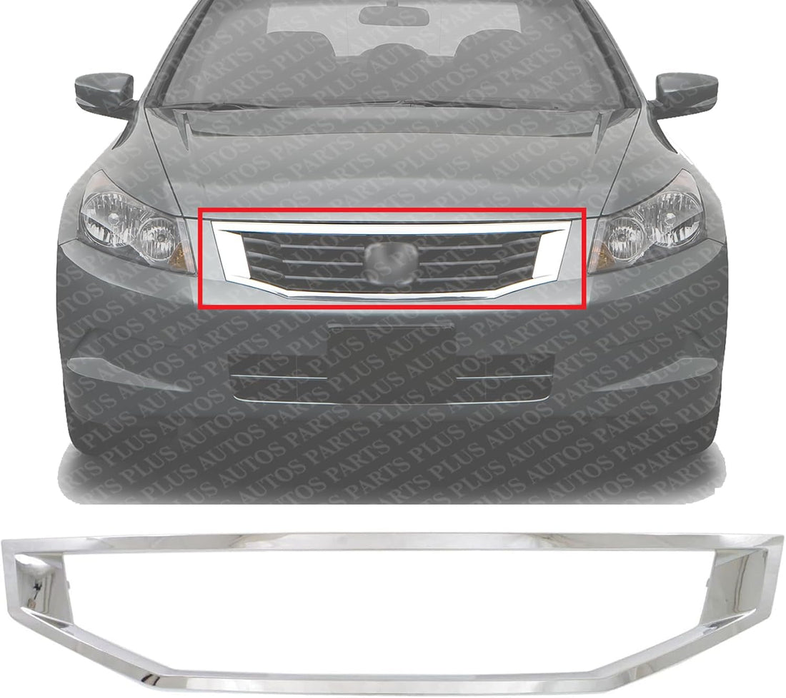 Front Grille Molding Chrome Direct Replacement Compatible With 2008-2010 Honda Accord HO1210123 71122TE0A01