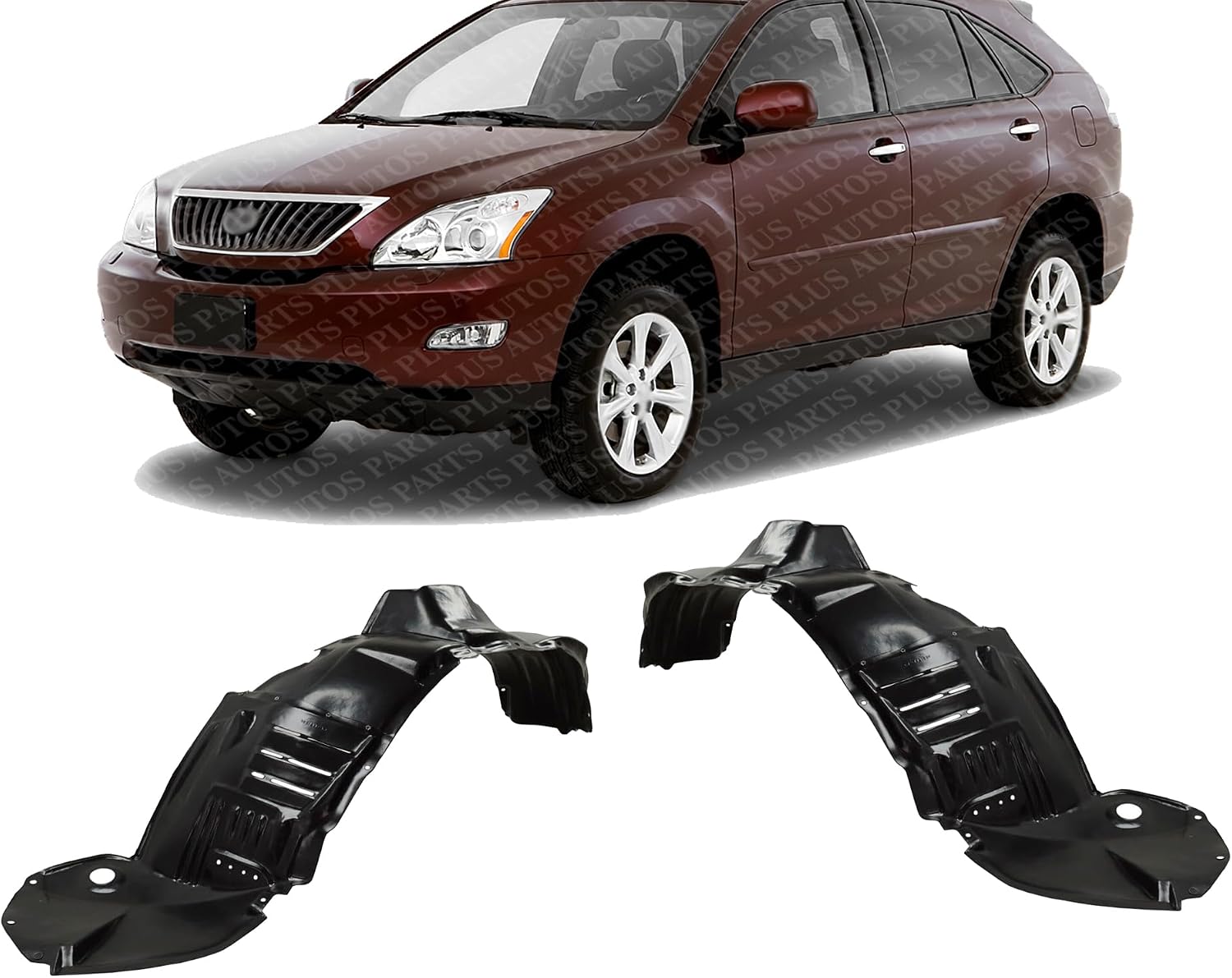 Set Of 2 Front Fender Liner Plastic Left Driver & Right Passenger Side Direct Replacement Compatible With 2004-2006 Lexus RX330 / 2007-2009 RX350 LX1249101 LX1248101