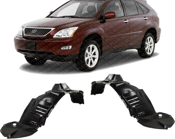 Set Of 2 Front Fender Liner Plastic Left Driver & Right Passenger Side Direct Replacement Compatible With 2004-2006 Lexus RX330 / 2007-2009 RX350 LX1249101 LX1248101