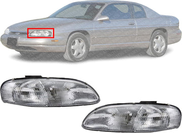 Set Of 2 Front Head Light Composite Assembly Halogen Left Driver & Right Passenger Side Direct Replacement Compatible With 1995-2001 Chevrolet Lumina GM2503139 GM2502139 10420376