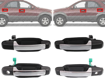 Front & Rear Exterior Door Handle Primed Bezel with Chrome Lever Left and Right Side Direct Replacement Compatible with Kia Sorento 2003-2009 KI1521112 KI1520112 KI1311112 KI1310112