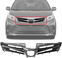 Front Grille Assembly Chrome Shell With Painted Dark Gray Insert Plastic Direct Replacement Compatible With 2018-2020 Toyota Sienna TO1200430 5310108170