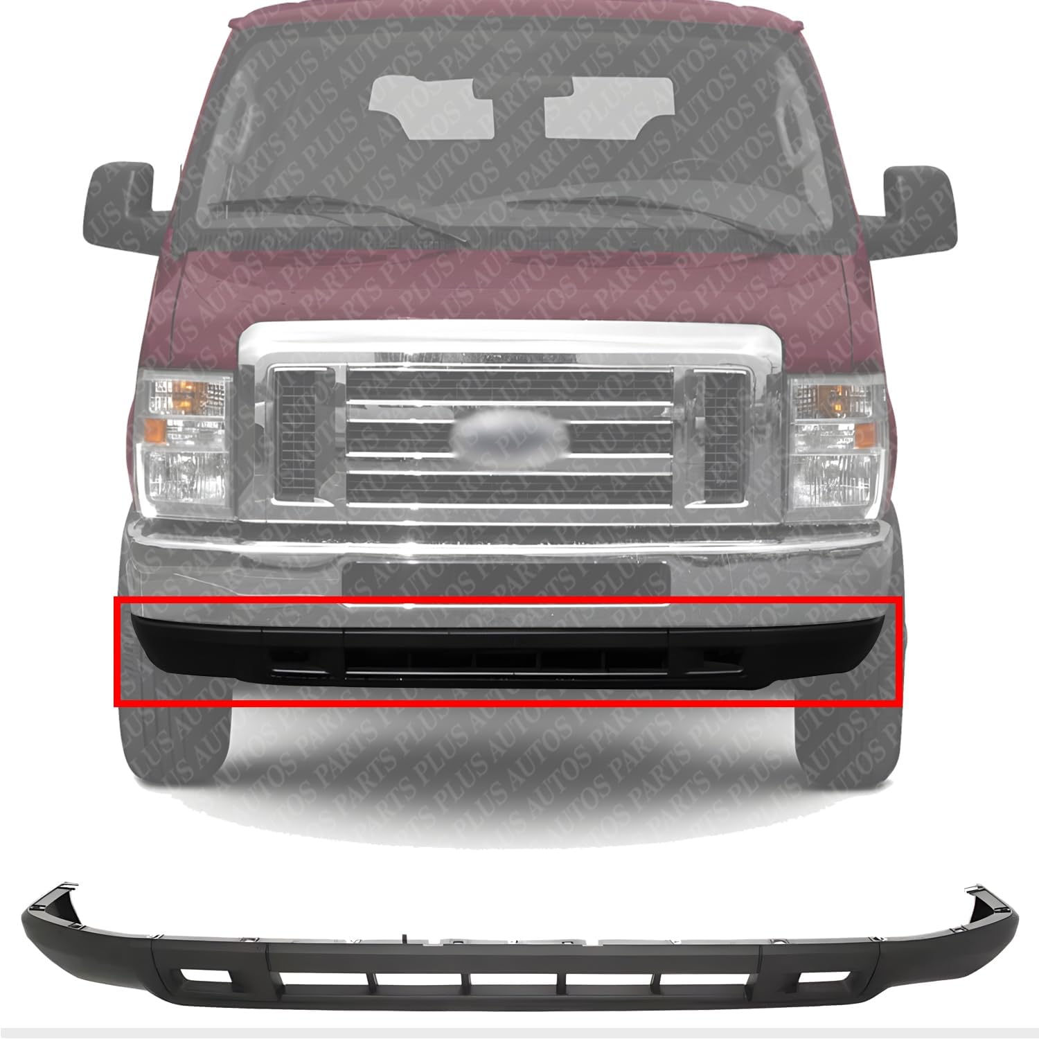 AUTOS PARTS PLUS Front Bumper Lower Valance Textured Direct Replacement Compatible With 2008-2014 Ford E-Series Super Duty FO1095226 8C2Z17626AA