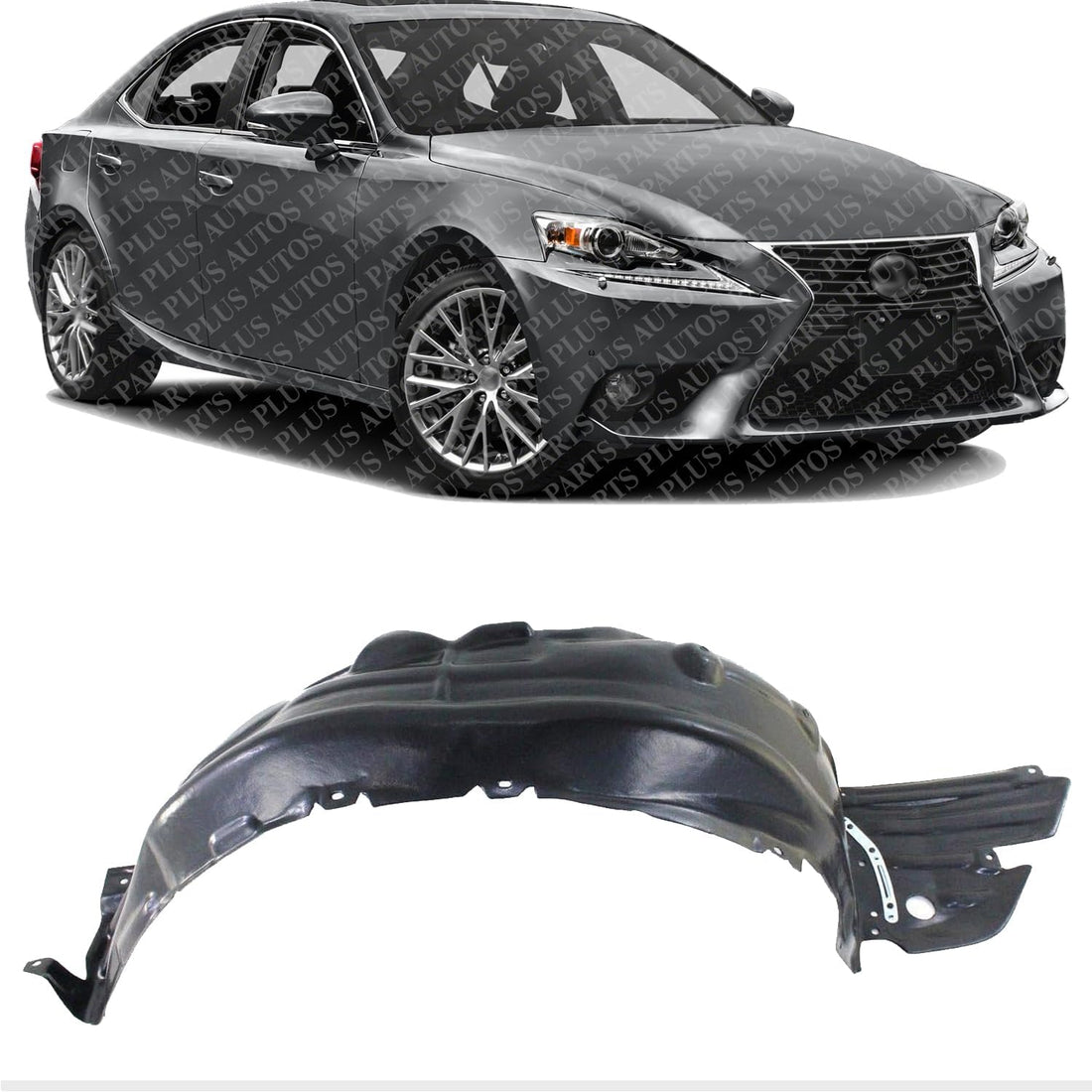Front Fender Liner With Extension Sheet Right Passenger Side Direct Replacement Compatible With 2014-2016 Lexus IS250 / IS350 / IS200T / IS300 LX1249126 5380553070