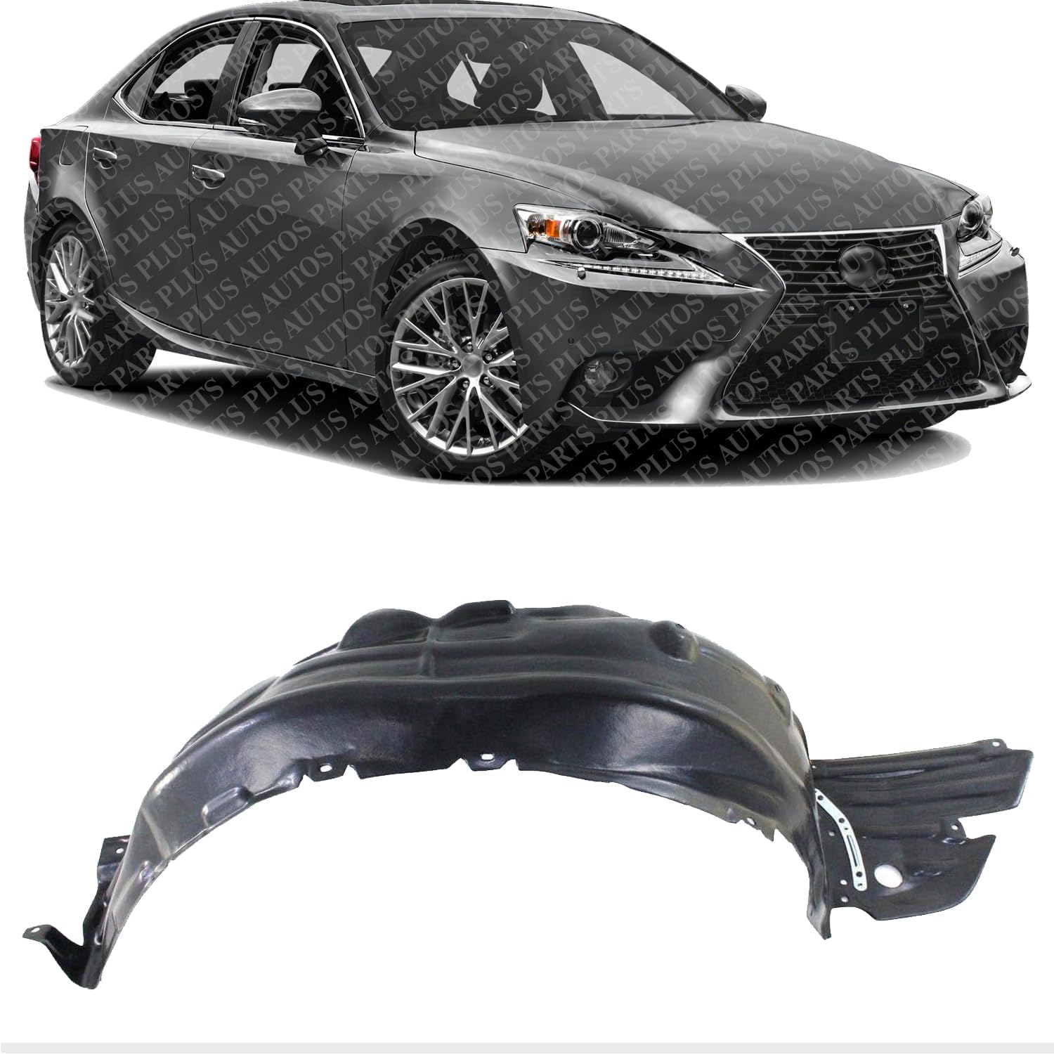 Front Fender Liner With Extension Sheet Right Passenger Side Direct Replacement Compatible With 2014-2016 Lexus IS250 / IS350 / IS200T / IS300 LX1249126 5380553070
