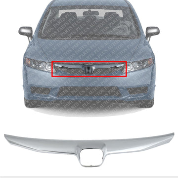 Front Grille Upper Molding Chrome Direct Replacement Compatible With 2009-2011 Honda Civic HO1210127 71122SNAA50