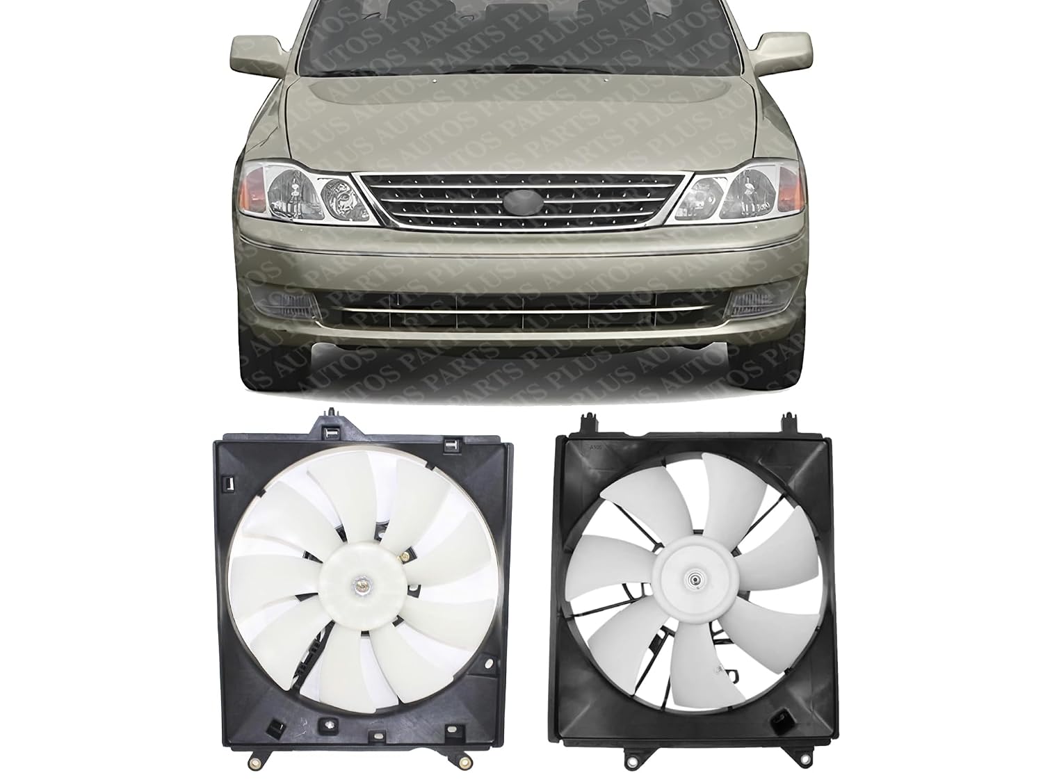 Front Radiator & A/C Condenser Cooling Fan Assembly Plastic Direct Replacement Compatible with 2000-2004 Toyota Avalon TO3115118 TO3113110 167110A080 167110A120-PFM