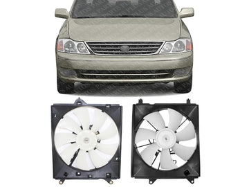 Front Radiator & A/C Condenser Cooling Fan Assembly Plastic Direct Replacement Compatible with 2000-2004 Toyota Avalon TO3115118 TO3113110 167110A080 167110A120-PFM