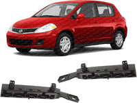 Set Of 2 Front Bumper Bracket Plastic Left Driver & Right Passenger Side Direct Replacement Compatible With 2007-2012 Nissan Versa NI1063100 NI1062100 62224EM30A 62225EM30A