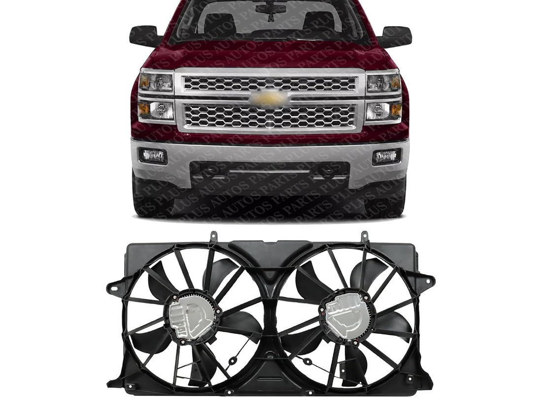Front Dual Fan Assembly Plastic Direct Replacement Compatible with 2014-2018 Chevrolet Silverado 1500/2015-2020 Suburban GM3115291 23123635-PFM 23123633 23123634