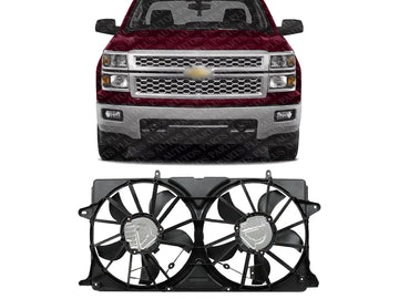 Front Dual Fan Assembly Plastic Direct Replacement Compatible with 2014-2018 Chevrolet Silverado 1500/2015-2020 Suburban GM3115291 23123635-PFM 23123633 23123634