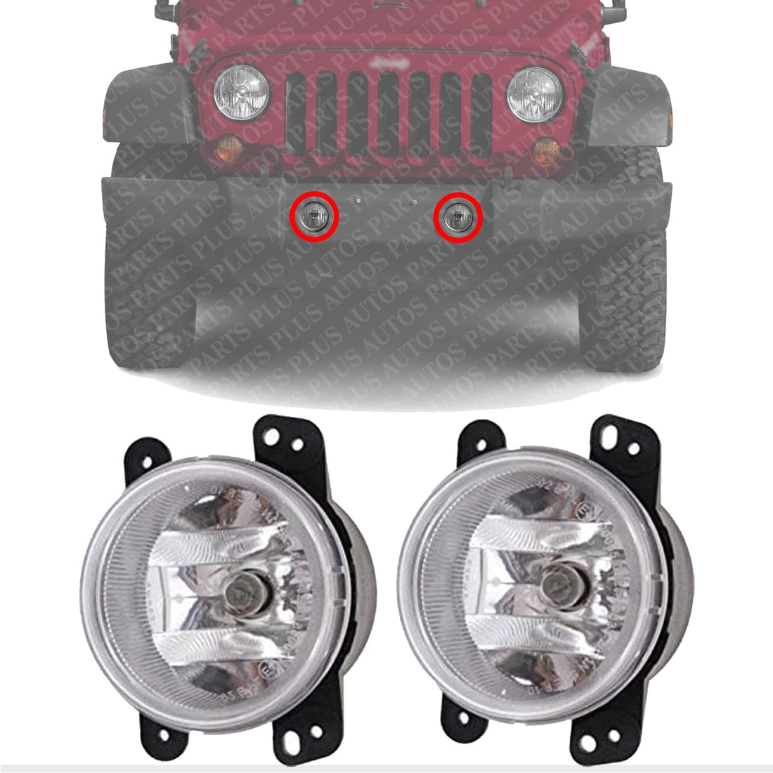 AUTOS PARTS PLUS Set Of 2 Front Fog Light Assembly Left Driver & Right Passenger Side Direct Replacement Compatible With 2010-2020 Dodge Journey / 2020-2023 Gladiator CH2594103 5182026AA-PFM