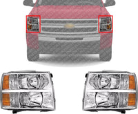 Set Of 2 Front Head Light Assembly Left Driver & Right Passenger Side Direct Replacement Compatible With 2007-2013 Chevrolet Silverado 1500/2007-2014 2500 3500HD GM2503280 GM2502280