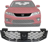 Front Bumper Upper Grille Painted Black Shell And Insert Direct Replacement Compatible With 2013-2015 Honda Accord HO1200217 71121T3LA01