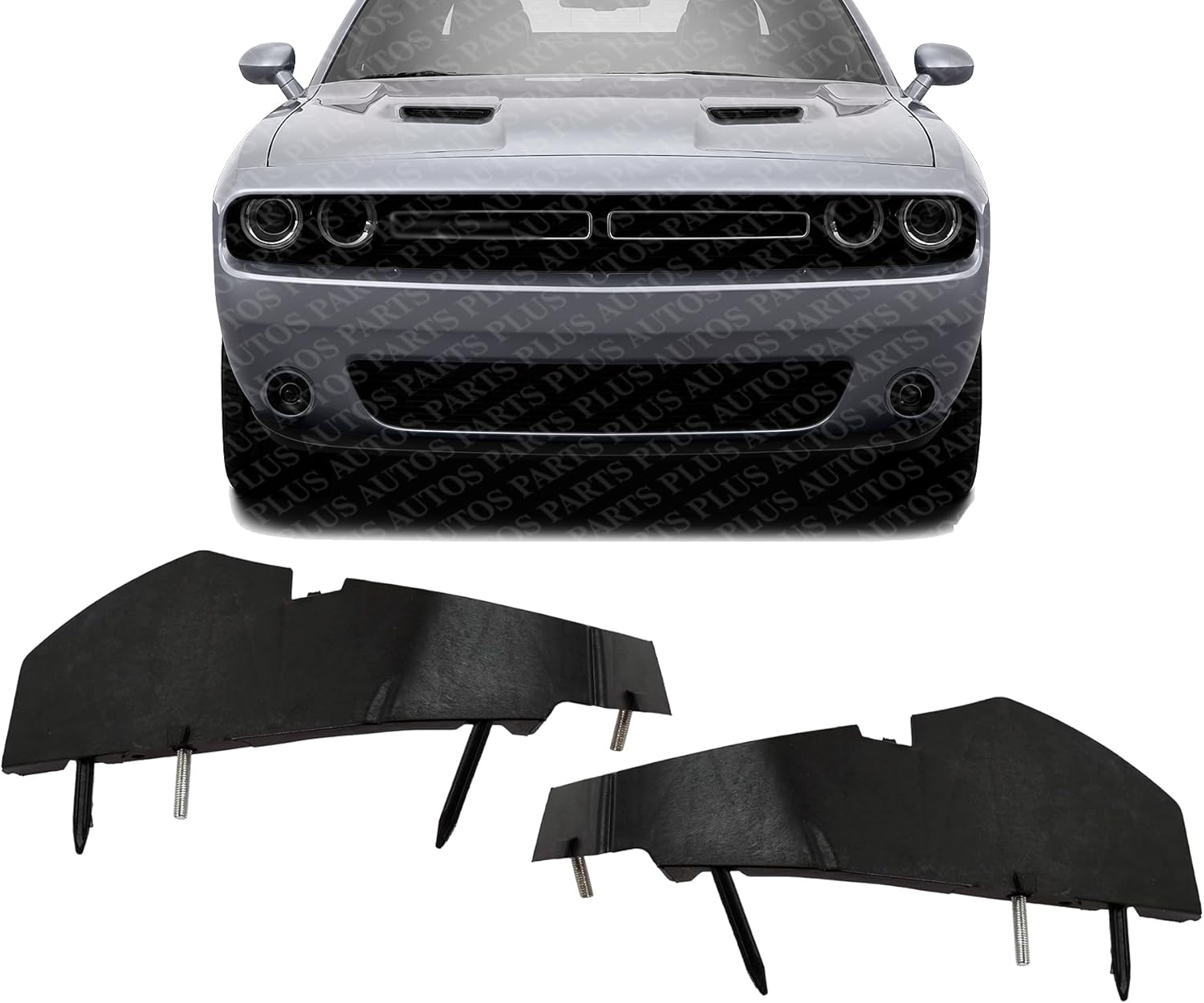 Set of 2 Front Bumper Bracket Plastic Right Passenger & Left Driver Side Direct Replacement Compatible with 2015-2022 Dodge Challenger CH1043126 CH1042126 68375014AA 68375013AA