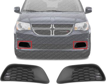 Set Of 2 Front Fog Light Cover Primed Plastic Right Passenger & Left Driver Side Direct Replacement Compatible With 2011-2020 Dodge Grand Caravan CH1039129 CH1038129 68100708AA