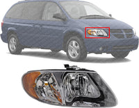 Front Head Light Assembly Right Passenger Side Direct Replacement Compatible With 2001-2007 Dodge Grand Caravan 4857700AC-PFM