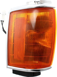 Set Of 2 Front Corner Light Assembly With Chrome Trim Left Driver & Right Passenger Side Direct Replacement Compatible With 1987-1988 Toyota Pickup / 1987-1989 Toyota 4Runner