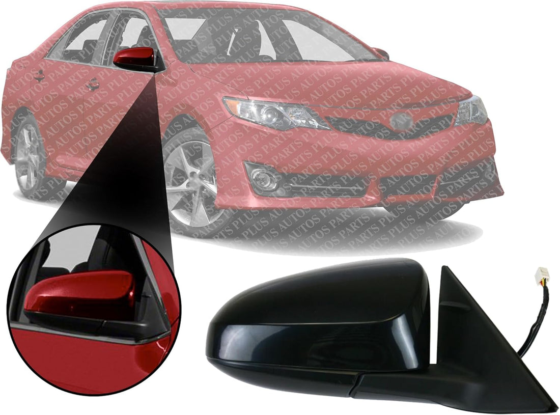 Front Power Mirror Manual Folding Heated Primed Right Passenger Side Direct Replacement Compatible With 2012-2014 Toyota Camry TO1321276 8790806410-PFM 8790806411