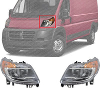 Set Of 2 Front Headlight Assembly Without Daytime Running Light Right Passenger & Left Driver Side Direct Replacement Compatible With 2014-2022 Ram ProMaster 1500 2500 3500 CH2503254