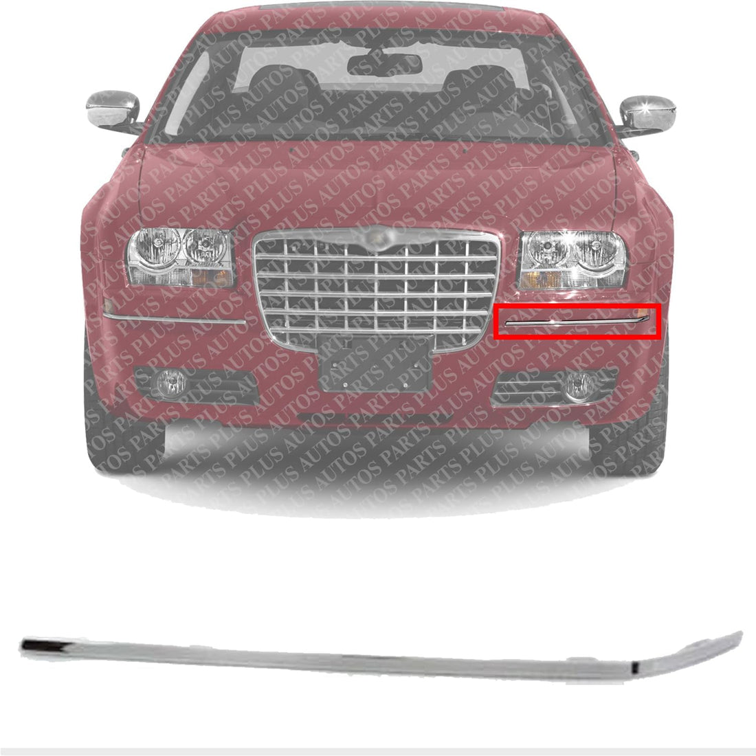 Front Bumper Molding Chrome Left Driver Side Direct Replacement Compatible With 2005-2010 Chrysler 300 CH1058129 4805937AA
