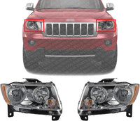 Set Of 2 Front Headlight Assembly Halogen Right Passenger & Left Driver Side Direct Replacement Compatible With 2011-2013 Jeep Grand Cherokee CH2503224 CH2502224 55079378AF 55079379AF
