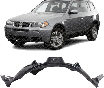 Front Fender Liner Left Driver Side Direct Replacement Compatible With 2004-2006 BMW X3 BM1248102 51713400053