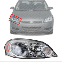 Front Head light Assembly Right Passenger Side Direct Replacement Compatible With 2006-2013 Chevrolet Impala / 2014-2016 Impala Limited GM2503261 25958360