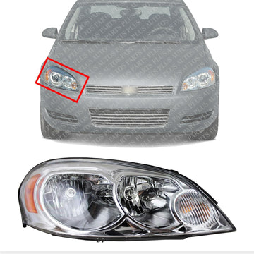 Front Head light Assembly Right Passenger Side Direct Replacement Compatible With 2006-2013 Chevrolet Impala / 2014-2016 Impala Limited GM2503261 25958360