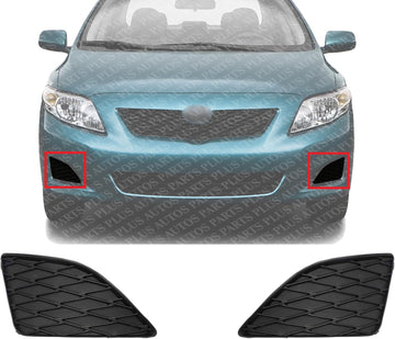 Set Of 2 Front Fog Light Cover Primed Right Passenger & Left Driver Side Direct Replacement Compatible With 2009-2010 Toyota Corolla TO1039115 TO1038115 8148102090 8148202080