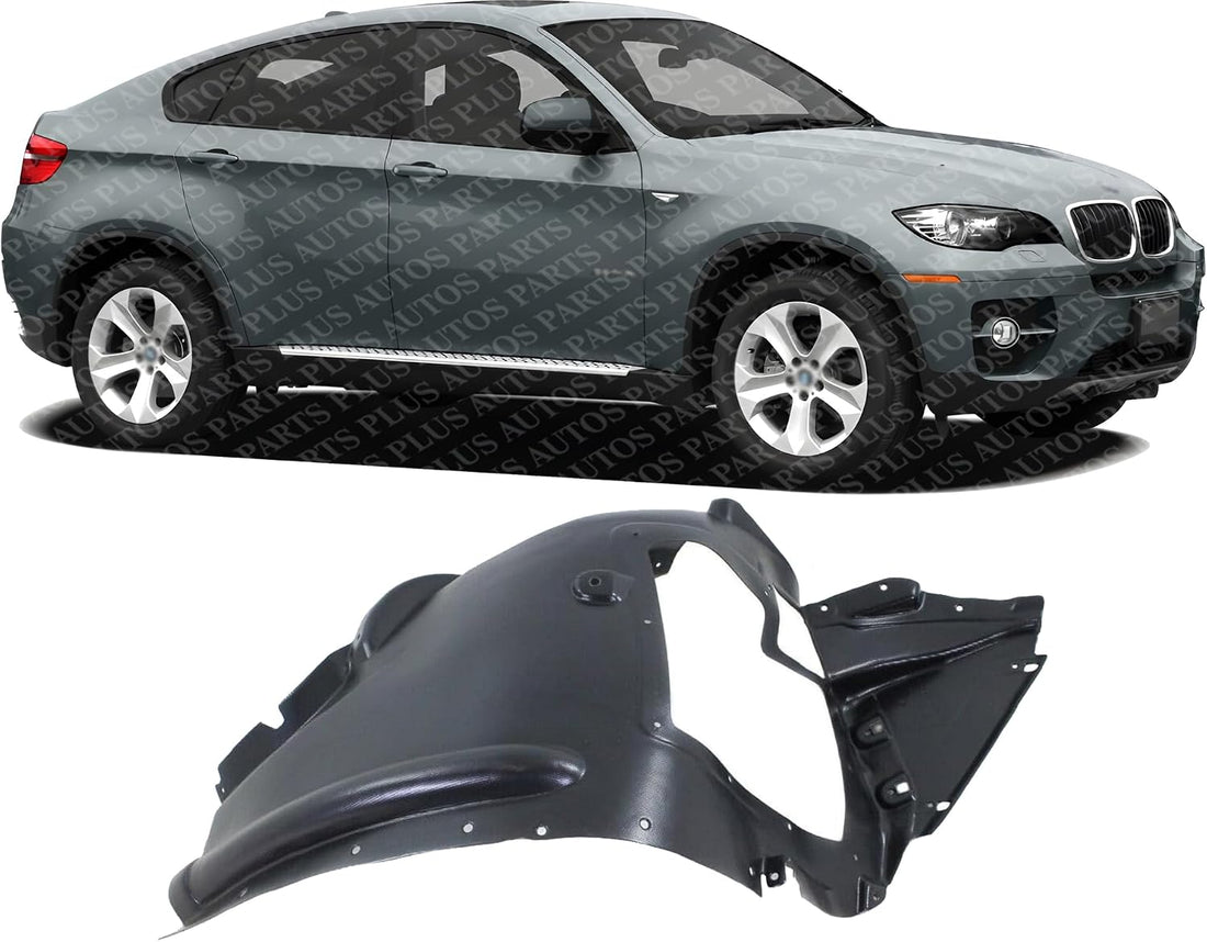 Front Section Fender Liner Plastic Right Passenger Side Direct Replacement Compatible With 2010-2011 BMW X6 BM1249122 51717180620