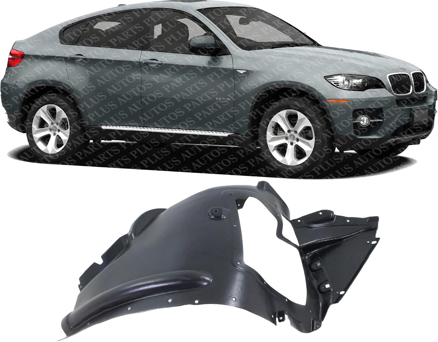 Front Section Fender Liner Plastic Right Passenger Side Direct Replacement Compatible With 2010-2011 BMW X6 BM1249122 51717180620