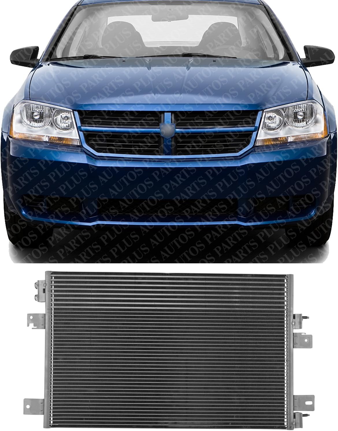 Front A/C Condenser Aluminum Core Direct Replacement Compatible With 2007-2010 Chrysler Sebring / 2008-2014 Dodge Avenger CH3030228 68004053AA