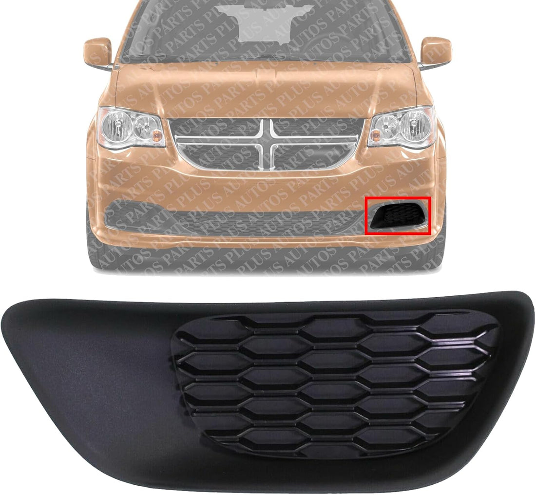 Front Fog Light Cover Primed Left Driver Side Direct Replacement Compatible With 2011-2020 Dodge Grand Caravan CH1038129 68100709AA