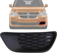 Front Fog Light Cover Primed Left Driver Side Direct Replacement Compatible With 2011-2020 Dodge Grand Caravan CH1038129 68100709AA