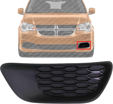Front Fog Light Cover Primed Left Driver Side Direct Replacement Compatible With 2011-2020 Dodge Grand Caravan CH1038129 68100709AA