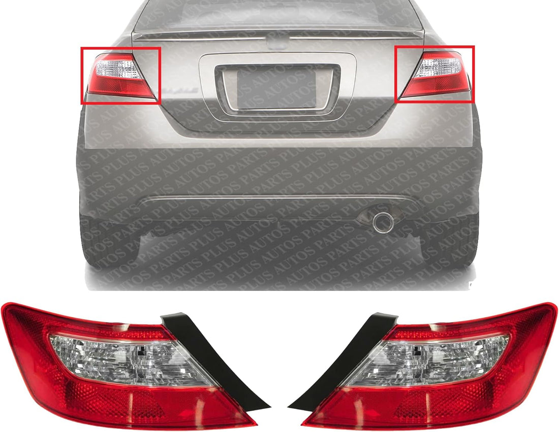 Set Of 2 Tail Light Lens And Housing Right Passenger & Left Driver Side Direct Replacement Compatible With 2006-2008 Honda Civic HO2801164 HO2800165 33501SVAA02 33551SVAA02