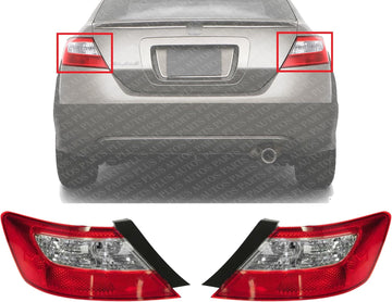 Set Of 2 Tail Light Lens And Housing Right Passenger & Left Driver Side Direct Replacement Compatible With 2006-2008 Honda Civic HO2801164 HO2800165 33501SVAA02 33551SVAA02