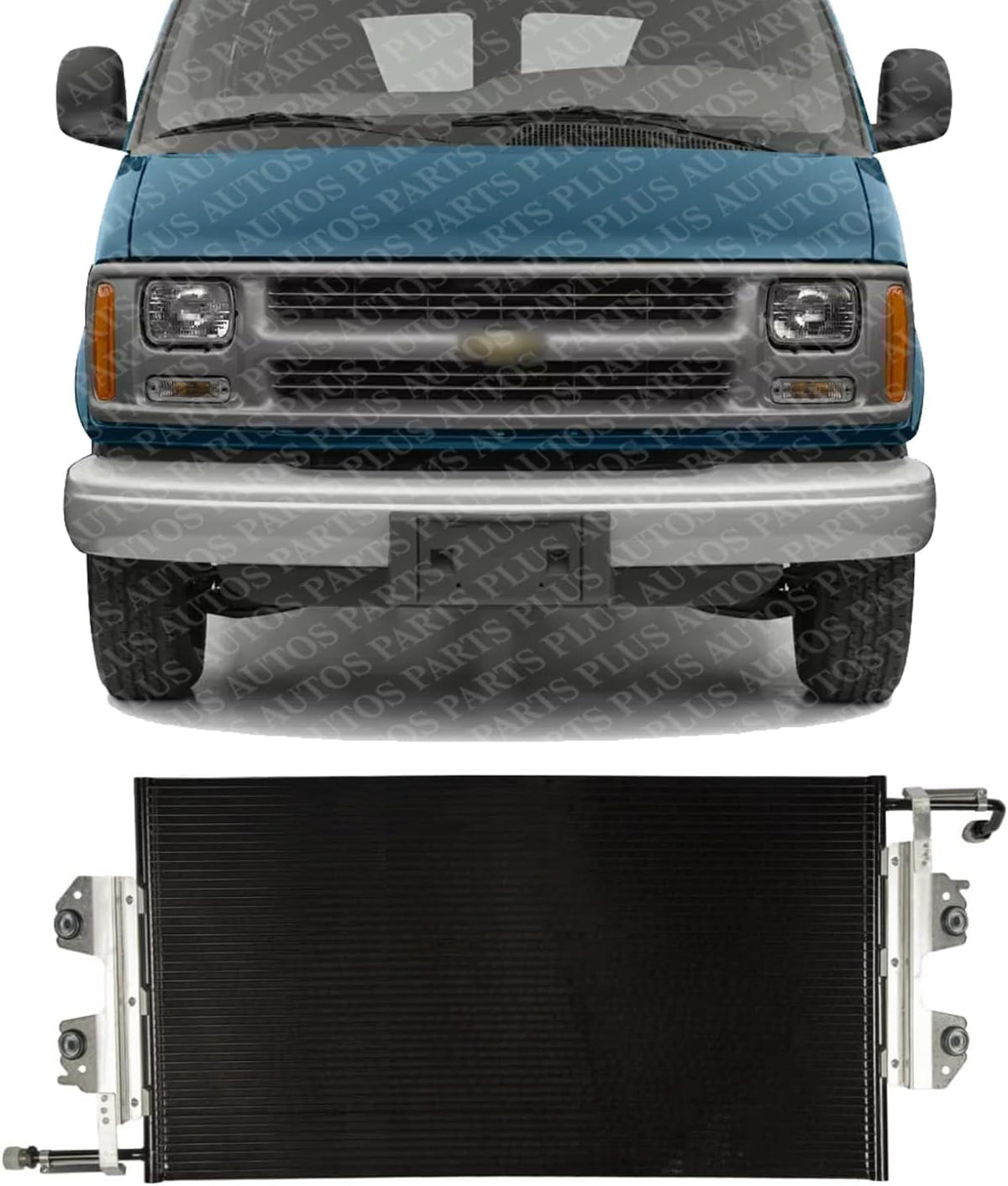 Front AC Condenser Aluminum Core Direct Replacement Compatible With 1996-2002 Chevrolet Express/GMC Savana 1500 2500 3500 GM3030180 52497546
