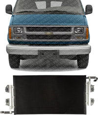 Front AC Condenser Aluminum Core Direct Replacement Compatible With 1996-2002 Chevrolet Express/GMC Savana 1500 2500 3500 GM3030180 52497546