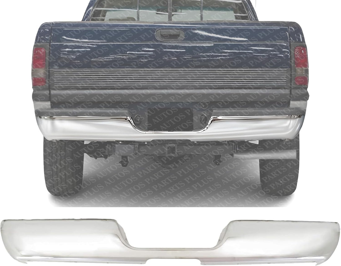 Step Bumper Face Bar Chrome Steel With Pad Provision Direct Replacement Compatible With 1994-2001 Dodge Ram 1500/1994-2002 2500 3500 CH1102344 55076634AE