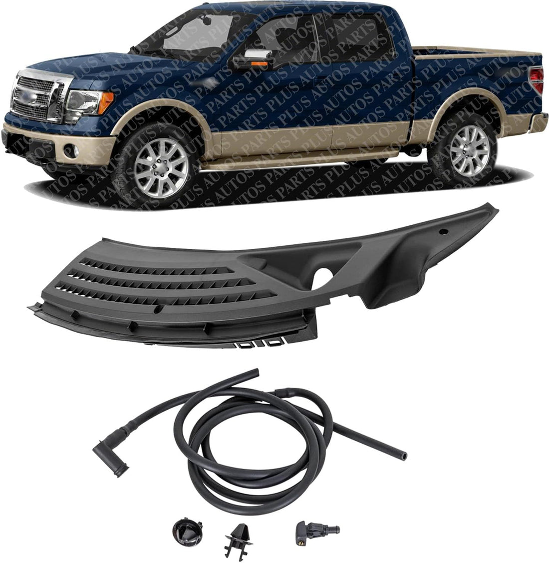 Front Wiper Cowl Grille Left Hand Side Assembly Direct Replacement Compatible With 2009-2014 Ford F-150 FO1271106 BL3Z15022A69A