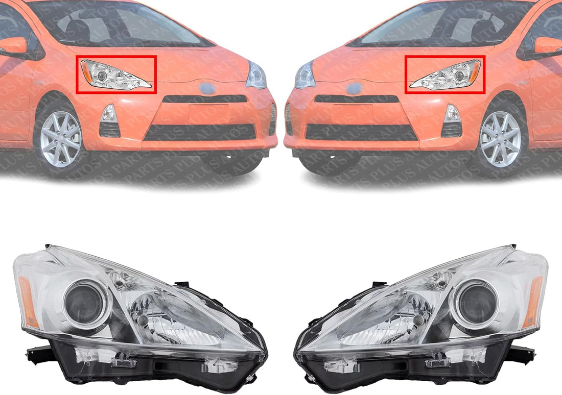 Set Of 2 Front Head Light Assembly Left Driver & Right Passenger Side Direct Replacement Compatible With 2012-2014 Toyota Prius TO2519137 TO2518137 8113047300 8117047300