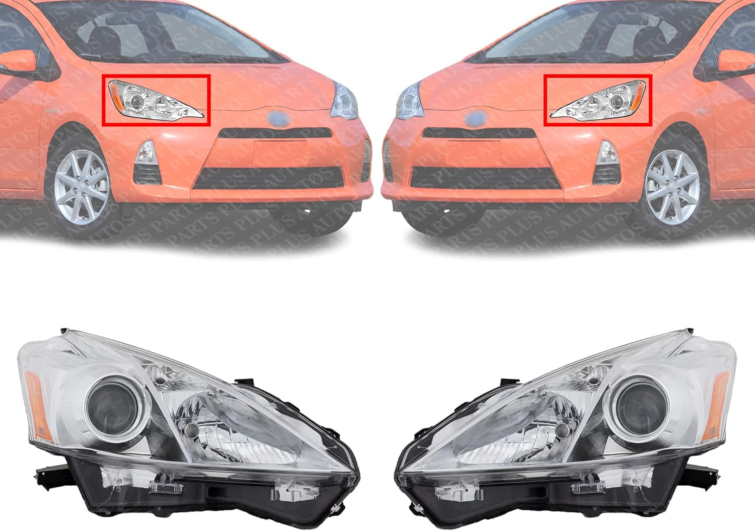 Set Of 2 Front Head Light Assembly Left Driver & Right Passenger Side Direct Replacement Compatible With 2012-2014 Toyota Prius TO2519137 TO2518137 8113047300 8117047300