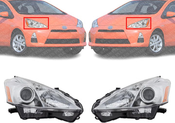 Set Of 2 Front Head Light Assembly Left Driver & Right Passenger Side Direct Replacement Compatible With 2012-2014 Toyota Prius TO2519137 TO2518137 8113047300 8117047300