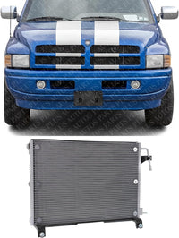Front A/C Condenser Aluminum Core Direct Replacement Compatible With 1998-2001 Dodge Ram 1500 2500 3500 CH3030131 55055824AC
