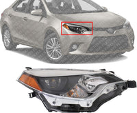 Front Head Light Assembly Right Passenger Side Direct Replacement Compatible With 2014-2016 Toyota Corolla TO2503216 8111002E60