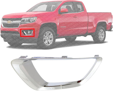 Front Fog Light Molding Chrome Left Driver Side Direct Replacement Compatible With 2015-2020 Chevrolet Colorado GM1038175 22925740