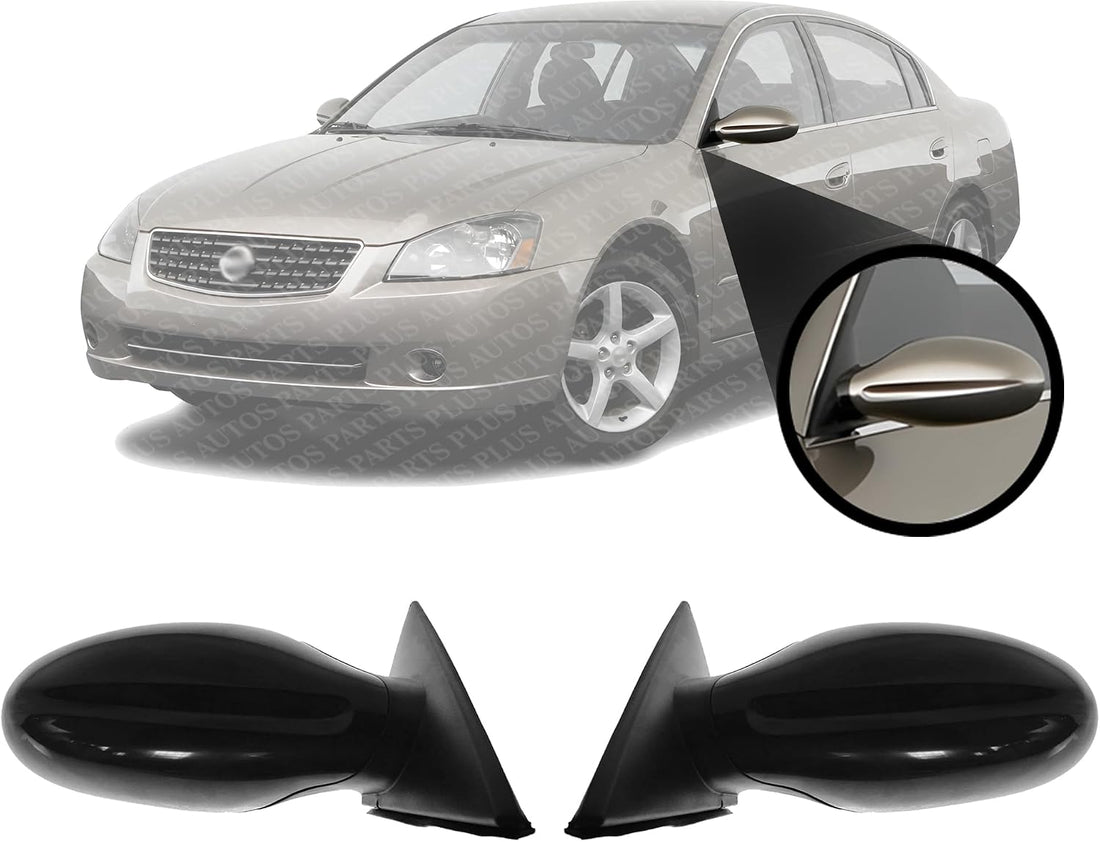 Set Of 2 Front Power Mirror Non-Folding Non-Heated Primed Left Driver & Right Passenger Side Direct Replacement Compatible With 2005-2006 Nissan Altima NI1320156 NI1321156