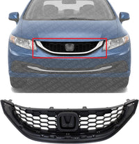 Front Grille Textured Shell And Insert Plastic Direct Replacement Compatible With 2013-2015 Honda Civic HO1200216 71121TR3A01